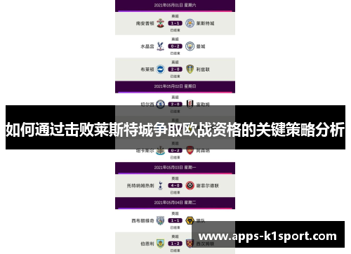 如何通过击败莱斯特城争取欧战资格的关键策略分析