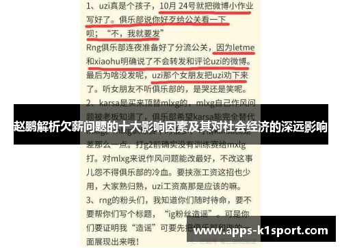 赵鹏解析欠薪问题的十大影响因素及其对社会经济的深远影响